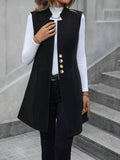 Button Up Sleeveless Longline Vest Coat