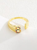 18K Gold-Plated Zircon Letter Ring | Elegant Jewelry