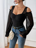 Cold Shoulder Flounce Sleeve Bodysuit