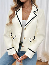 Contrast Trim Button-Up Blazer