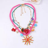 3-Piece Vibrant Summer Beach Charm Necklace