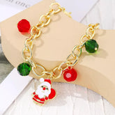 Christmas Santa Snowman Bracelet with Colorful Crystal