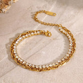 18K Gold-Plated Rhinestone Double Layered Bracelet