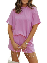 Full Size Ribbed Short Sleeve Top and Shorts Two-Piece Set Plus Size