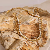 18K Gold-Plated Rhinestone Double Layered Bracelet