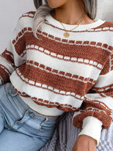 Color Block Round Neck Cropped Sweater