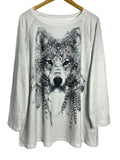 Bohemian Wolf Print Long Sleeve T-Shirt