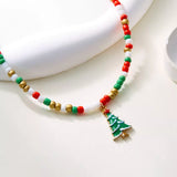 Christmas Themed Beaded Pendant Necklace