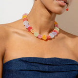 Colorful Resin Heart Necklace - Elegant Jewelry