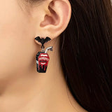 Halloween Gothic Vampire Coffin Bat Wing Drop Earrings