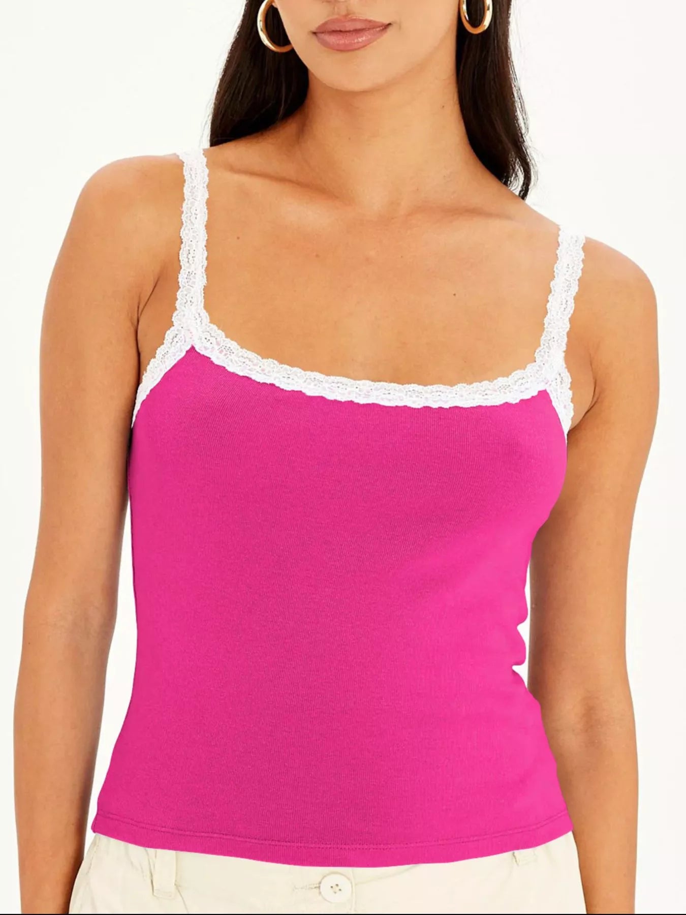 Lace Detail Contrast Trim Cami