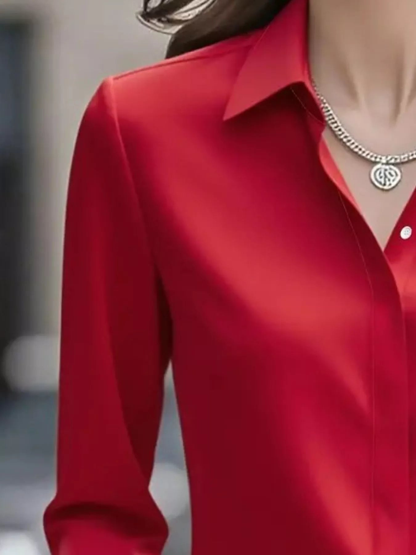 Button Down Collared Neck Long Sleeve Shirt