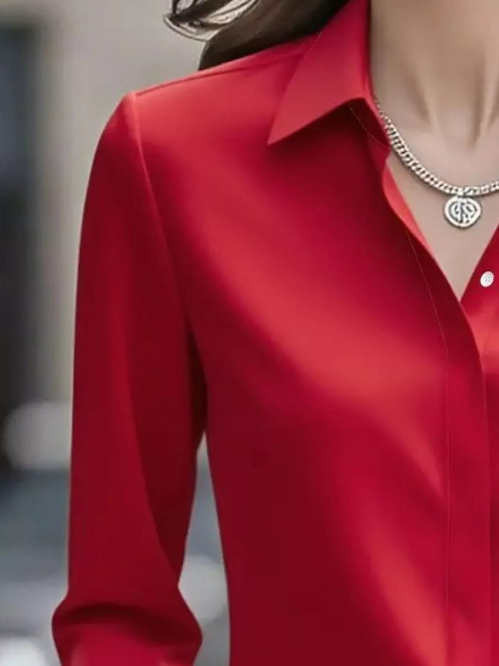 Button Down Collared Neck Long Sleeve Shirt