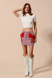 SO ME Contrast Bow Knot Pocket Fourth Of July Denim Skirt