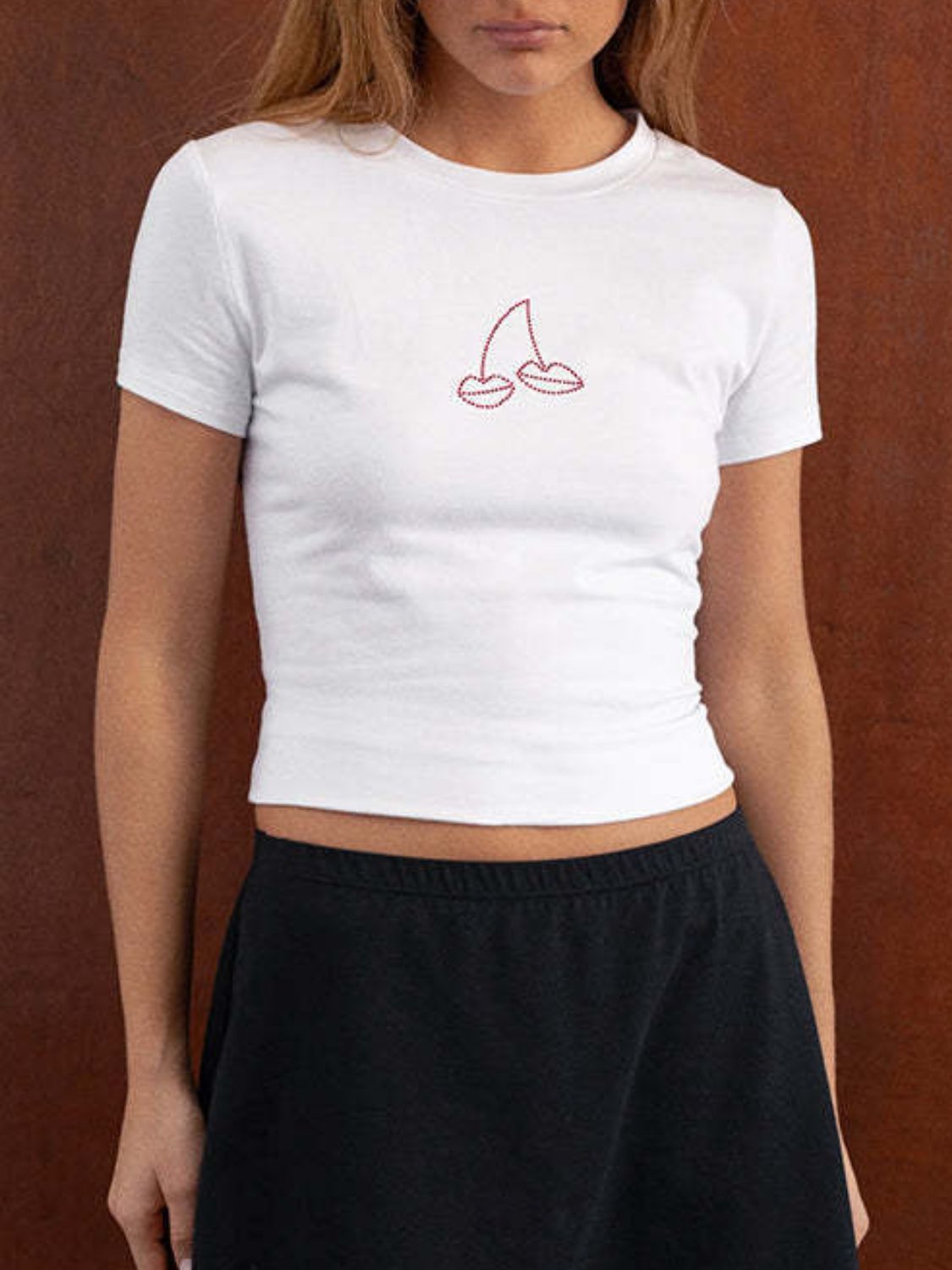 Letter Round Neck Short Sleeve T-Shirt