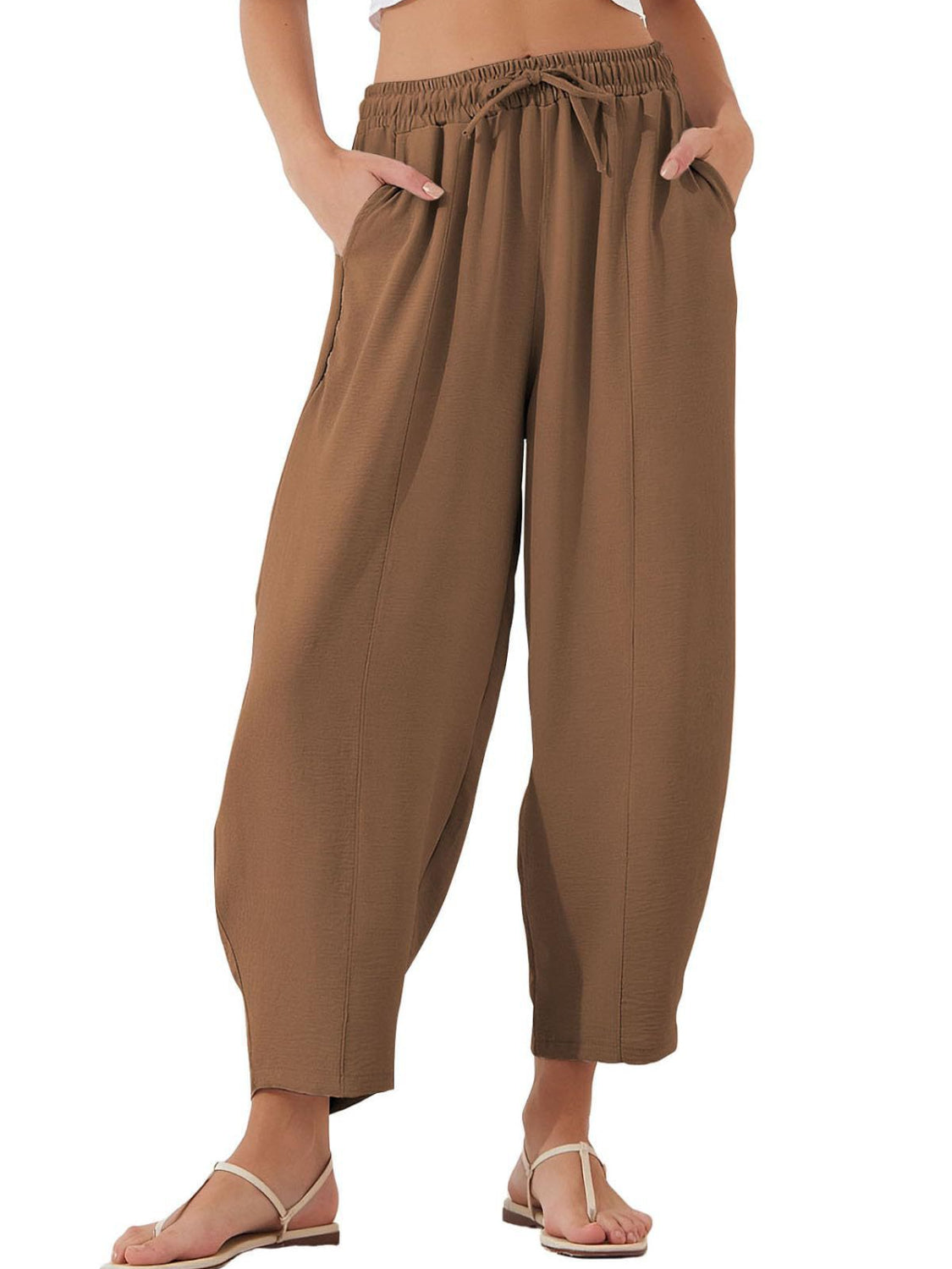 Full Size Drawtising Cropped Jogger Pants Plus Size