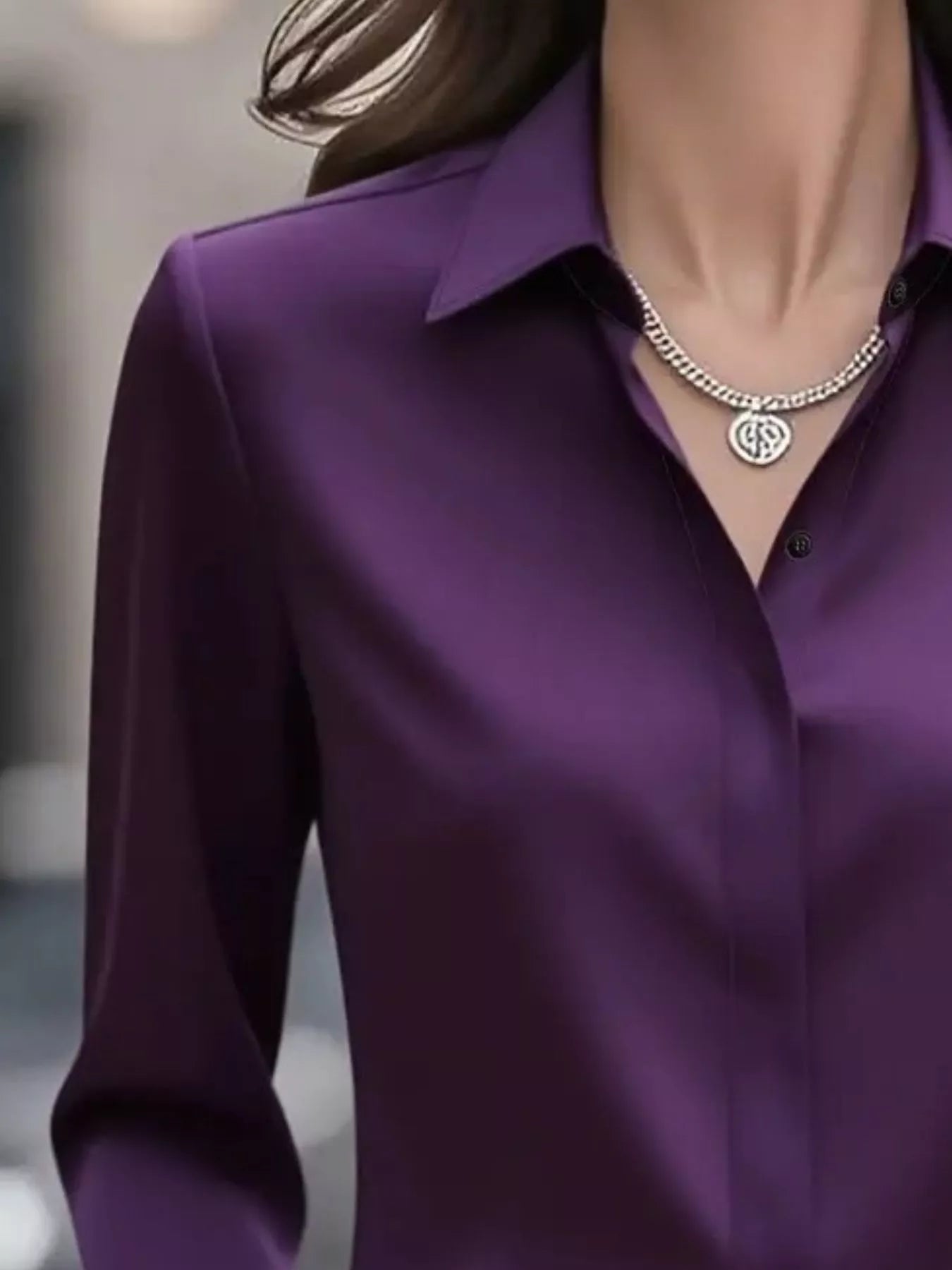 Button Down Collared Neck Long Sleeve Shirt