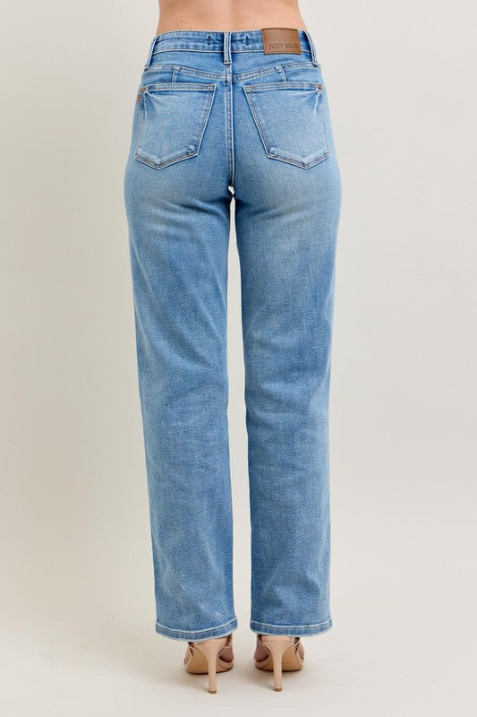 Judy Blue Full Size Tummy Control Vintage Wash Straight Jeans Plus Size