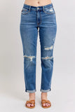 Judy Blue Full Size Mr Vintage Wash Boyfriend Fit W/ Destroy Jeans Plue Size