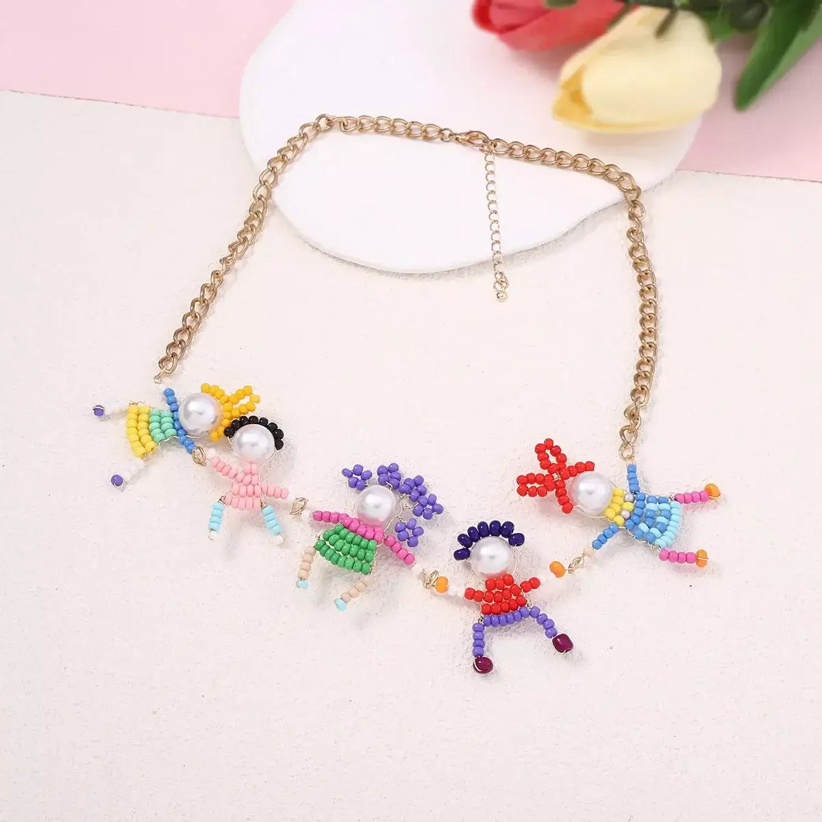 18K Gold-Plated Bead Charm Necklace