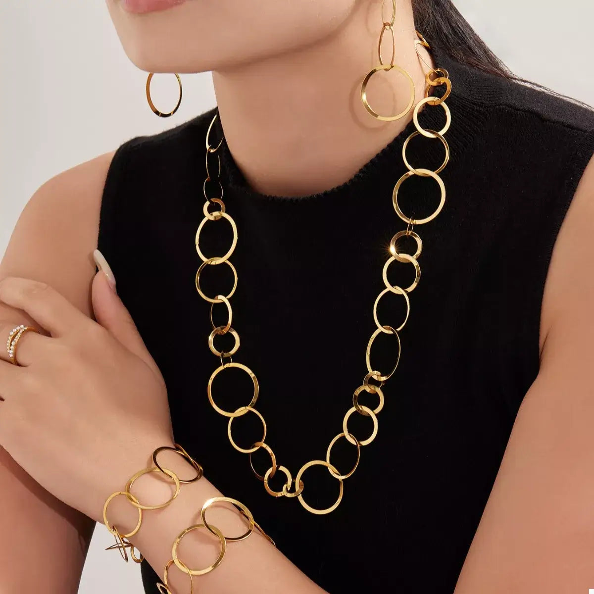 18K Gold-Plated Chain Link Statement Necklace