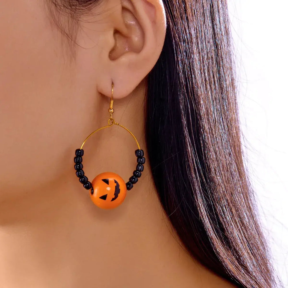 18K Gold-Plated Halloween Bead Earrings