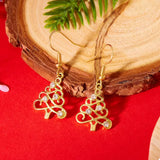 18K Gold-Plated Rhinestone Christmas Tree Dangle Earrings