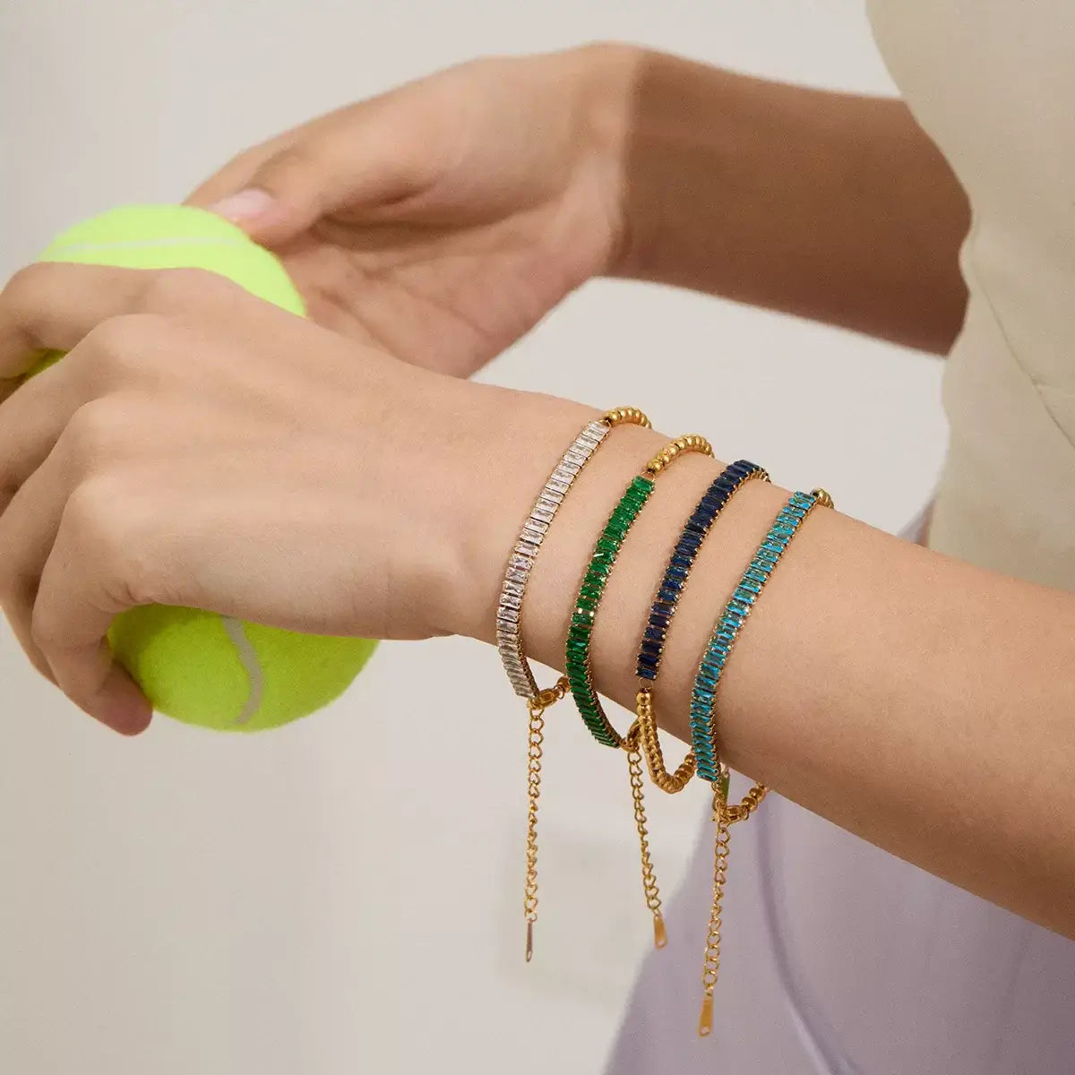 18K Gold-Plated Stainless Steel Rhinestone Chain Bracelet