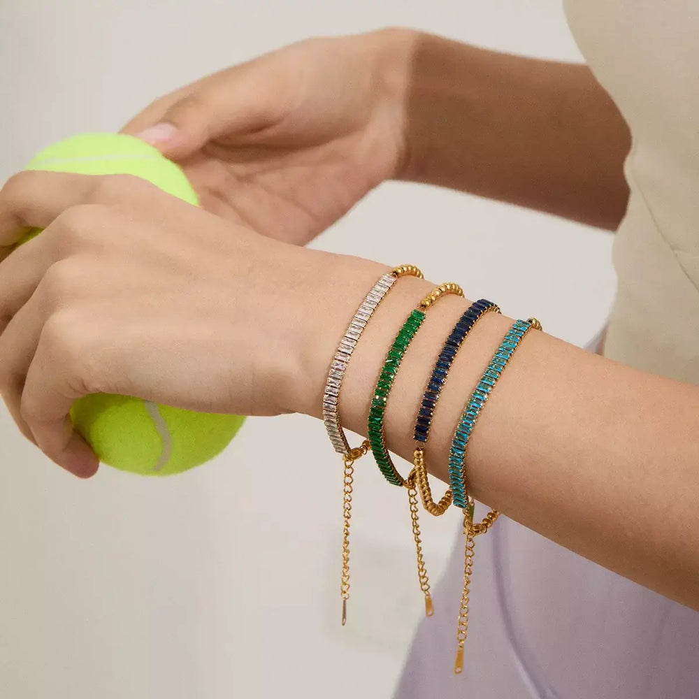 18K Gold-Plated Stainless Steel Rhinestone Chain Bracelet