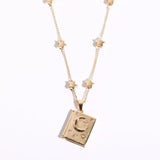 18K Gold-Plated Star Moon Zircon Lock Necklace