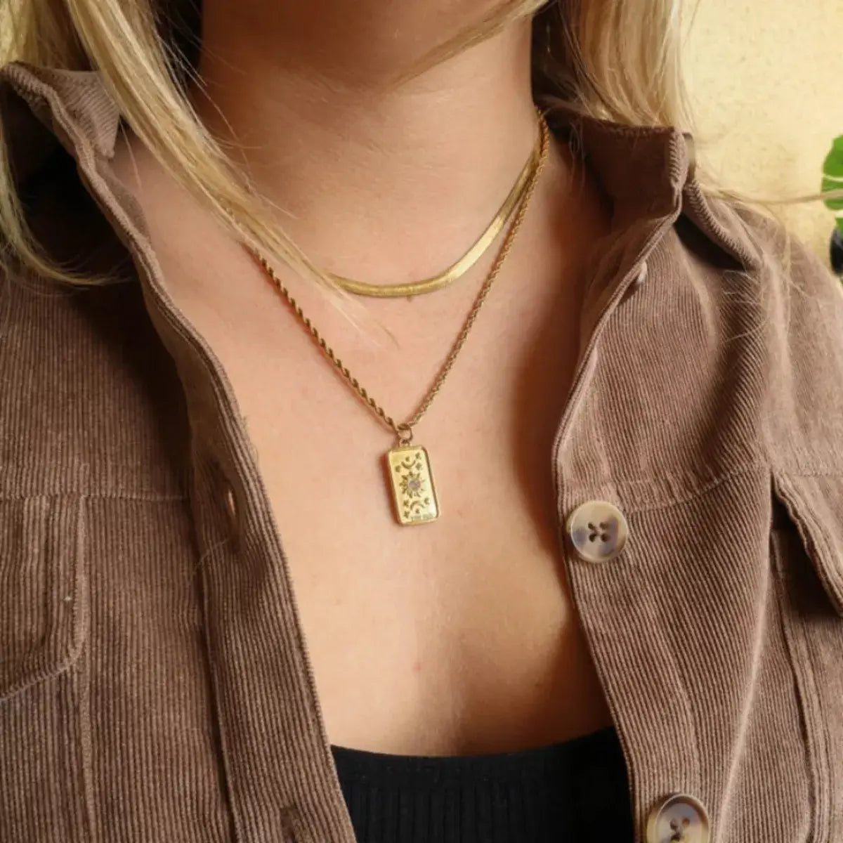 18K Gold-Plated Tarot Card Necklace