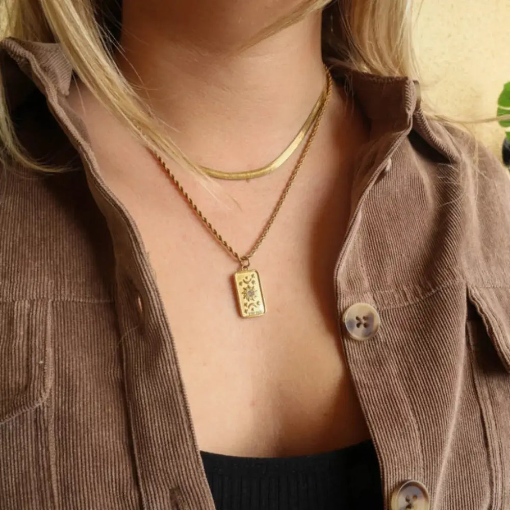 18K Gold-Plated Tarot Card Necklace