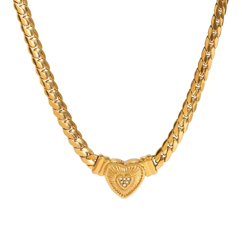 18K Gold-Plated Zircon Heart Necklace