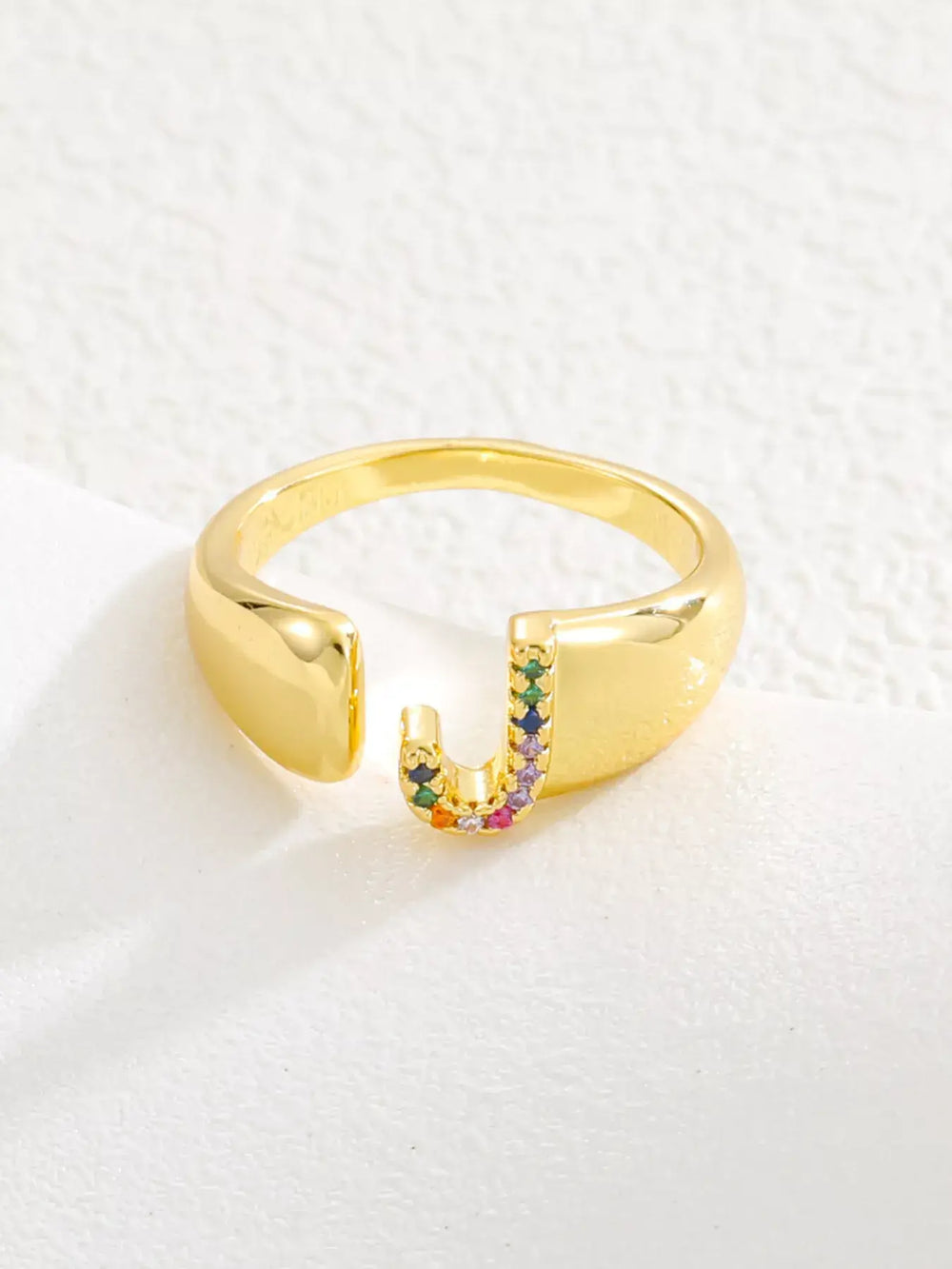18K Gold-Plated Zircon Letter Ring | Elegant Jewelry