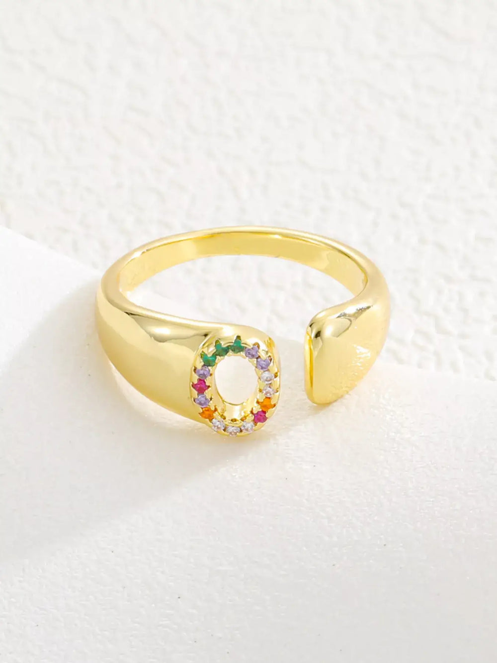 18K Gold-Plated Zircon Letter Ring | Elegant Jewelry