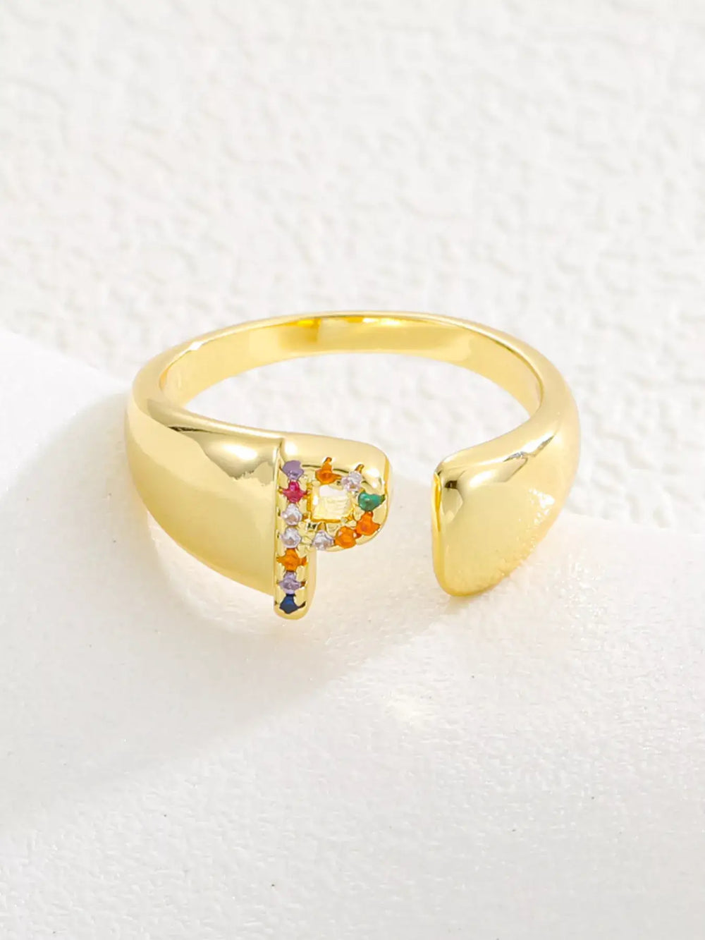 18K Gold-Plated Zircon Letter Ring | Elegant Jewelry