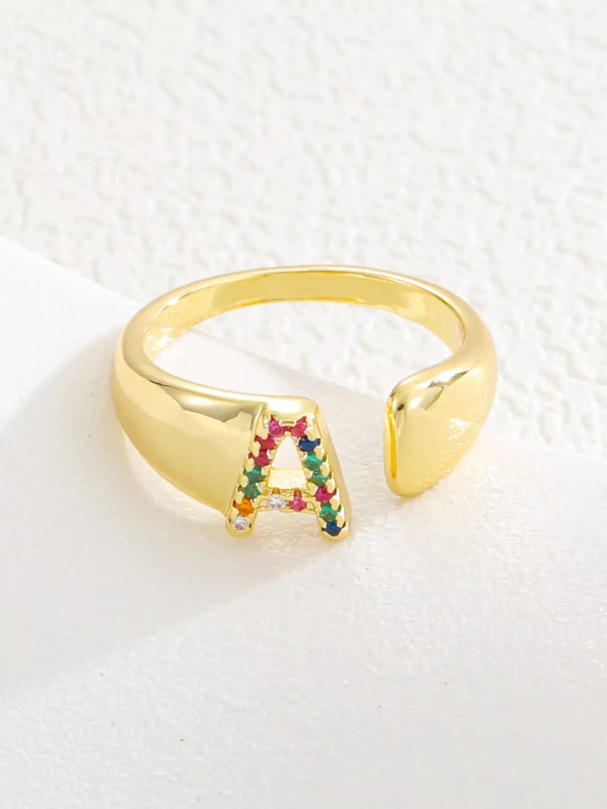 18K Gold-Plated Zircon Letter Ring | Elegant Jewelry
