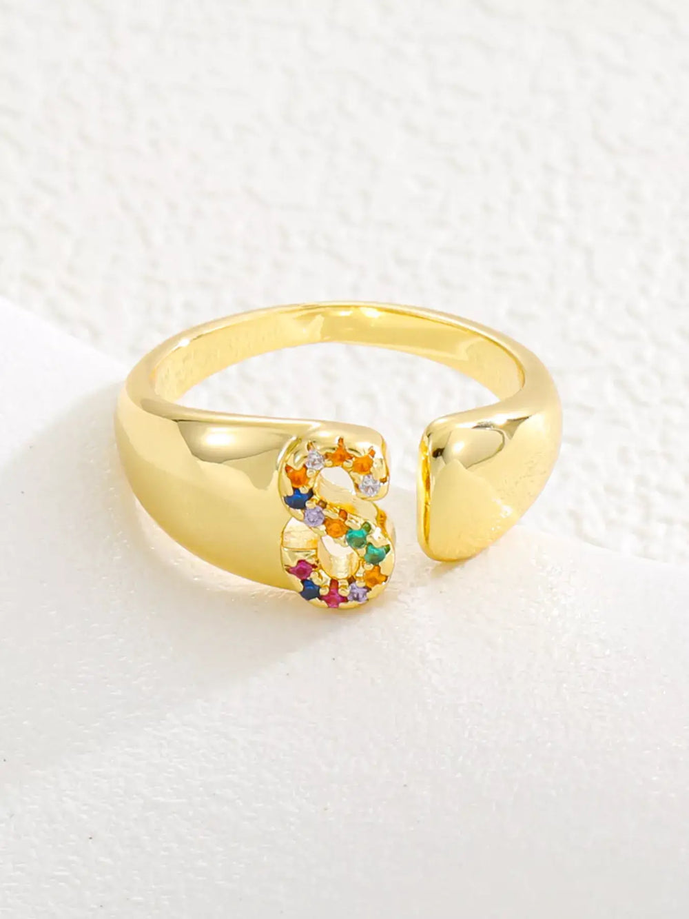 18K Gold-Plated Zircon Letter Ring | Elegant Jewelry
