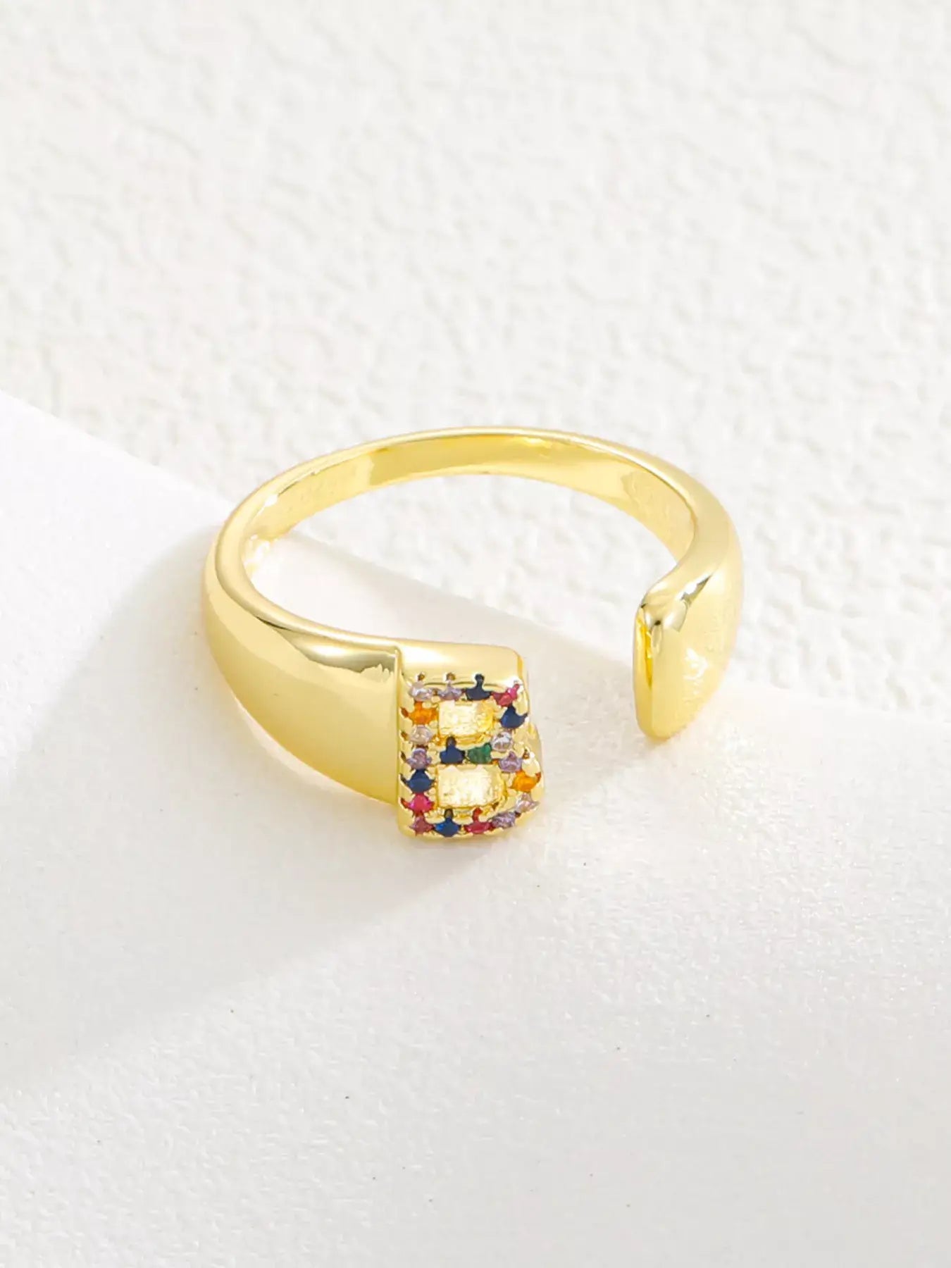 18K Gold-Plated Zircon Letter Ring | Elegant Jewelry