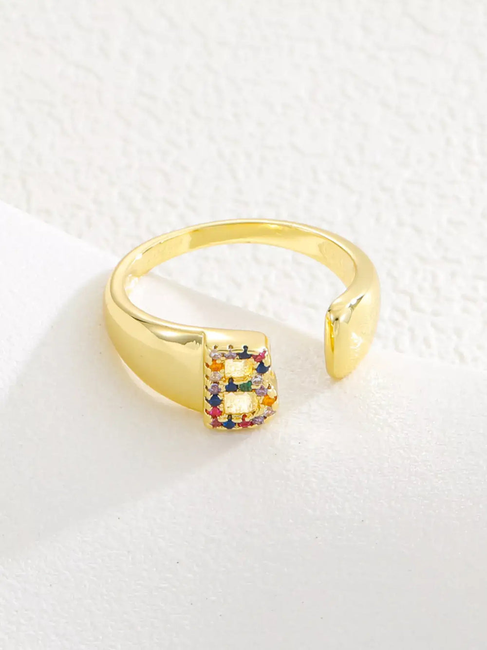 18K Gold-Plated Zircon Letter Ring | Elegant Jewelry