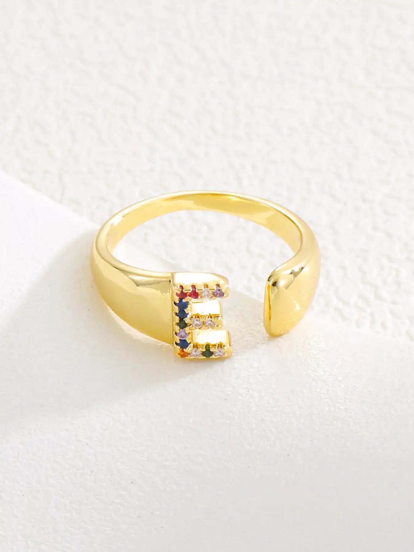 18K Gold-Plated Zircon Letter Ring | Elegant Jewelry