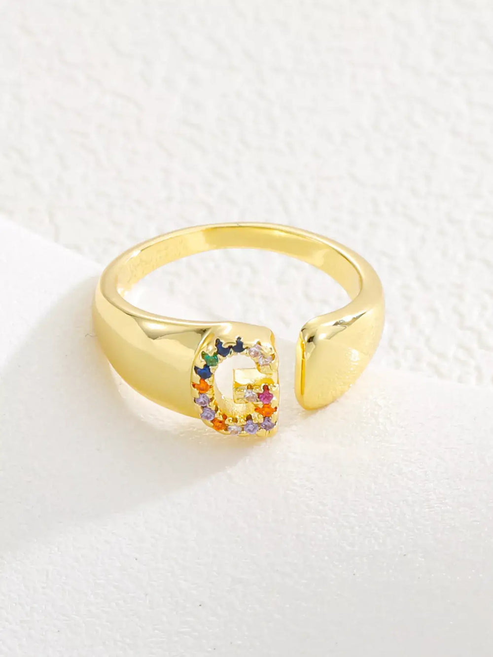 18K Gold-Plated Zircon Letter Ring | Elegant Jewelry