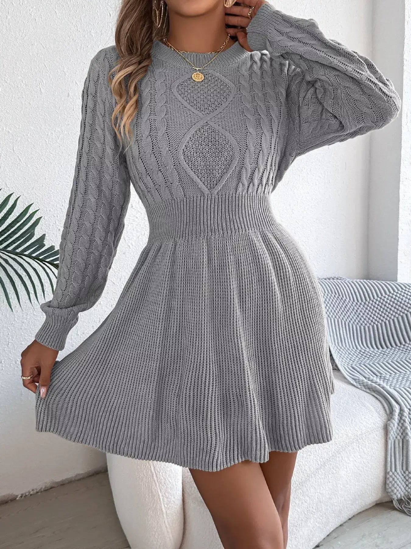 Cable Knit Long Sleeve Sweater Dress | Cozy & Chic