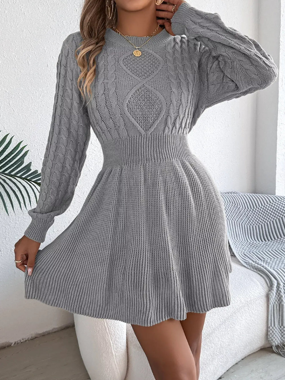 Cable Knit Long Sleeve Sweater Dress | Cozy & Chic