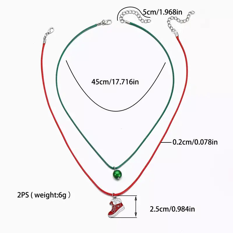 2 Piece Christmas Themed Pendant Necklace