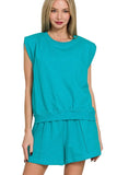 Zenana French Terry Sleeveless Top & Shorts Set