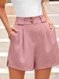 Two Button Wide Waistband Shorts