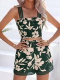 Smocked Printed Square Neck Top and Shorts Set