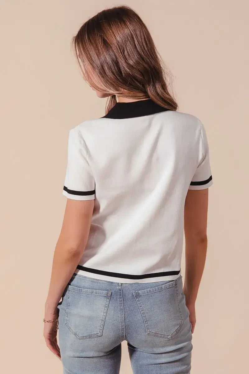 SO ME Button Down Knitted Sweater Shirt Top