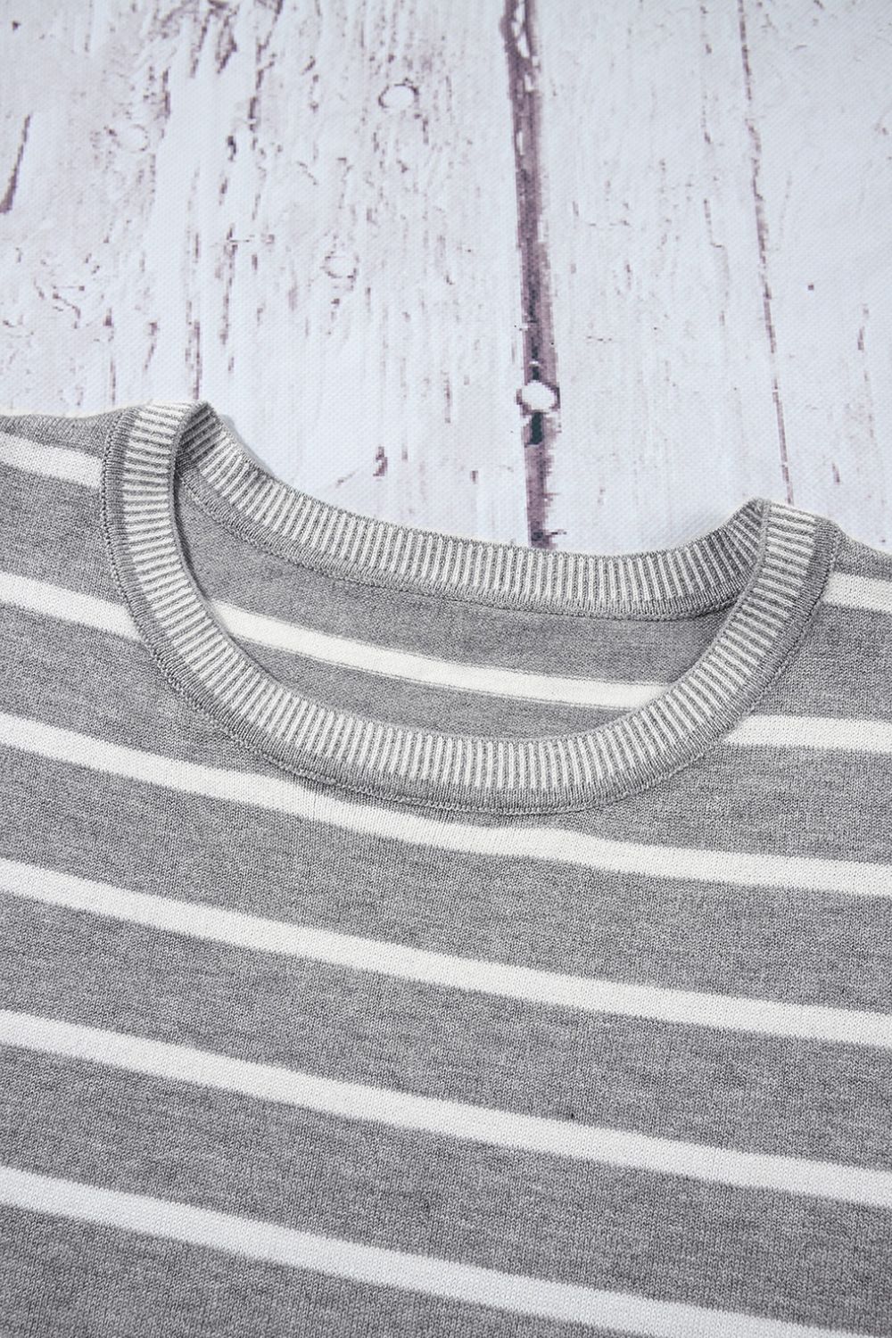Striped Short Sleeve Knit Top